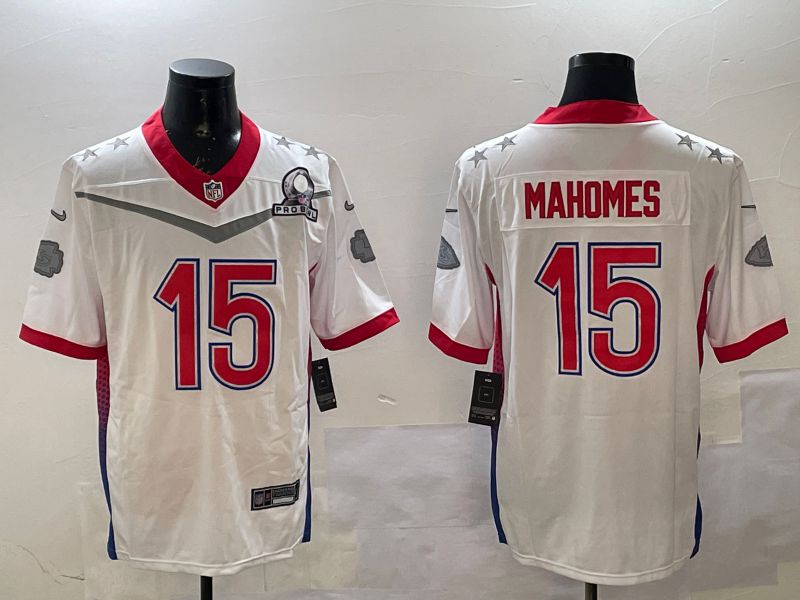 Men Kansas City Chiefs 15 Mahomes White All star 2025 Nike Vapor Limited NFL Jersey style 1